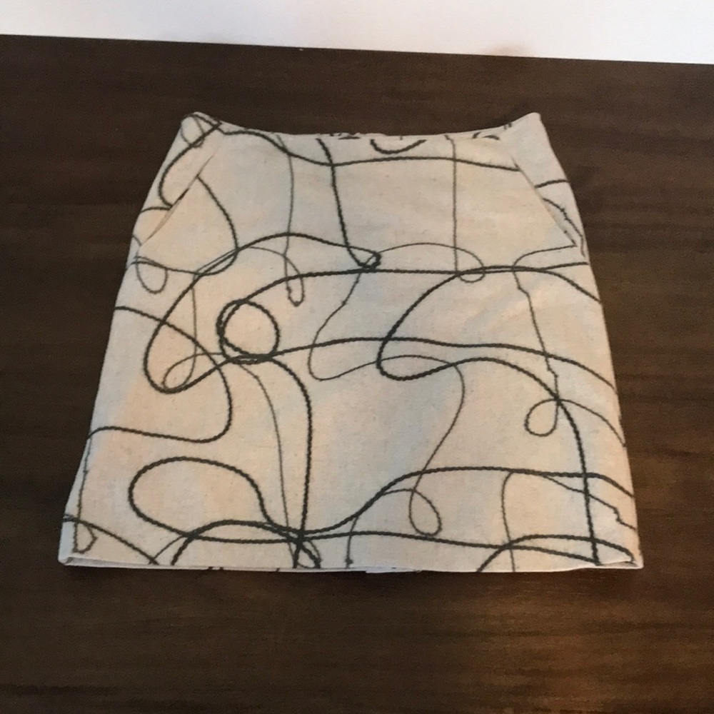 Blue Gray & Cream Abstract Lines Design David Brooks Skirt with Pockets Size 10